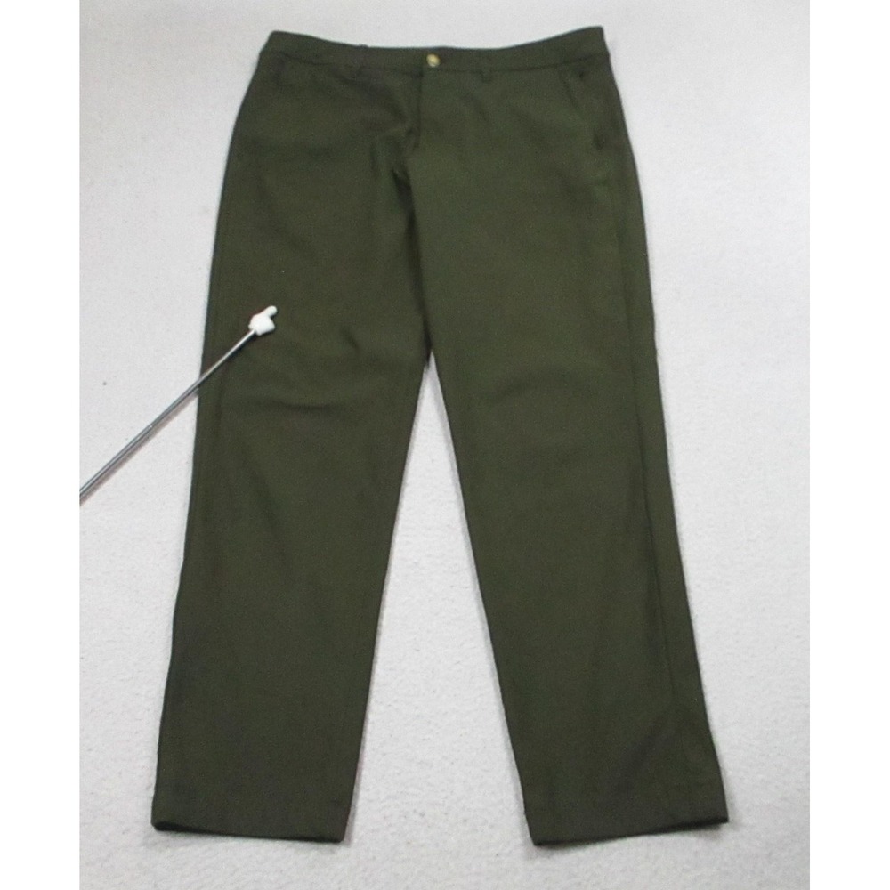 Lululemon Commission Pants Mens 32 Green Chino Straight Leg Casual Short Inseam